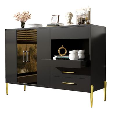 Buffet Cuisine KITS PARANA - 6 Portes, 3 Tiroirs, 9 Niches | Imitation Chêne/Blanc, 138.5x195cm