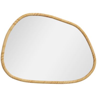 Miroir Mural Décoratif Irrégulier En Bois De Pin 80x60 Cm, Miroir D’entrée Ou Salon