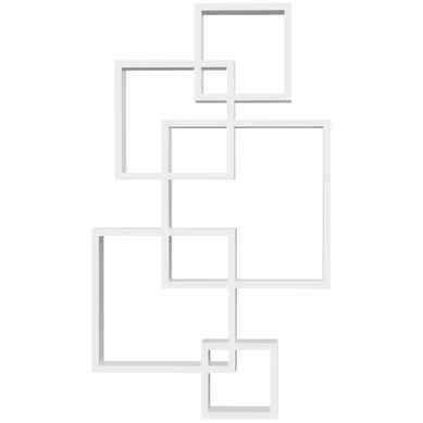 étagère Murale49,5x10,2x86 Cm, Moderne, Montage Simple, 9 Compartiments, Bois, Blanc