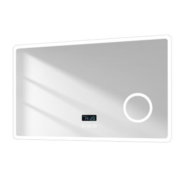 Miroir De Salle De Bain 60x100cm Anti-buée Loupe X3 Bluetooth Tactile 3 Couleurs De Lumière