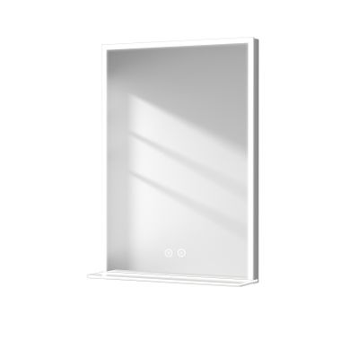 Miroir De Salle De Bain Avec Tablette 50x70cm Anti-buée Tactile Lumière Blanche Froide