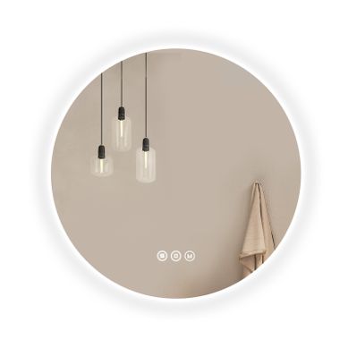 Miroir De Salle De Bain LED Rond  60 Cm, Anti-buée, Interrupteur Tactile, 3 Couleurs De Lumière