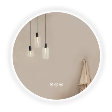 Miroir De Salle De Bain LED Rond  70 Cm, Anti-buée, Interrupteur Tactile, 3 Couleurs De Lumière