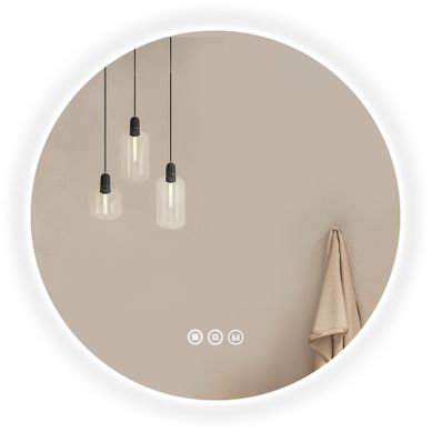 Miroir De Salle De Bain LED Rond  80 Cm, Anti-buée, Interrupteur Tactile, 3 Couleurs De Lumière