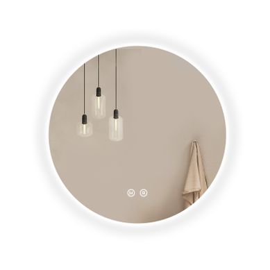 Miroir De Salle De Bain LED Rond Diamètre 50 Cm, Interrupteur Tactile, 3 Couleurs De Lumière