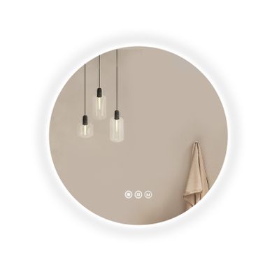 Miroir De Salle De Bain LED Rond  50 Cm, Anti-buée, Interrupteur Tactile, 3 Couleurs De Lumière