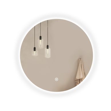 Miroir Salle De Bain LED, Diamètre 50cm, Interrupteur Tactile, Intensité Réglable, Blanc Froid