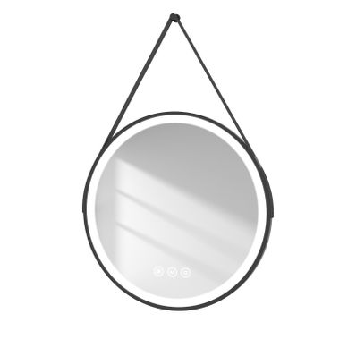 Miroir Lumineux Salle De Bain Rond 70cm Noir Anti-buée Tactile 3 Couleurs De LED Lumières