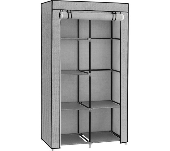 Armoire Chambre, Penderie Avec 2 Tringles, Porte-vêtements, Housse En Tissu, Porte-manteau, Pliable, Pour Dressing, Chambre, 43 X 140 X 174 Cm, Bleu Foncé