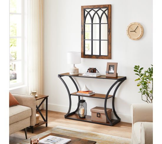 Table Console VASAGLE Style Industriel - 120x30x80cm - Marron Rustique Et Noir - Pieds Courbés - Pour Entrée Ou Salon
