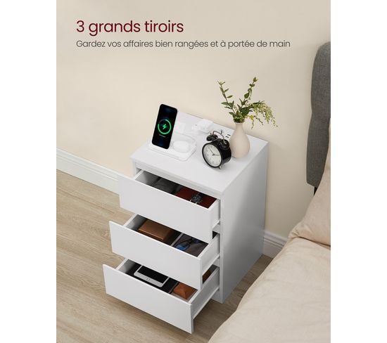 Table De Chevet EUGAD 35x35x41.5cm - Bois Blanc - 2 Étagères Ouvertes - Rangement Chambre