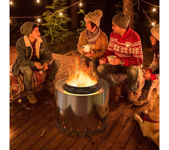 Brasero Portable Sans Fumée En Acier Inox - 14x19,8 Cm, Pour Charbon De Bois, Terrasse, Balcon, Barbecue - 2