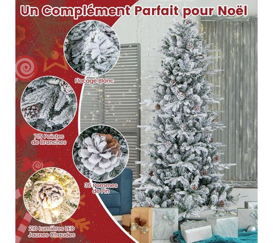 Sapin De Noël Artificiel Pré-éclairé 180 Cm, 715 Pointes De Branches