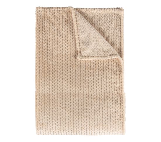 Plaid Flanelle Mattias Atmosphera 130x170cm Beige - Couverture Douce Et Chaleureuse Pour Canapé