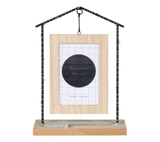 Cadre Photo Pêle-mêle Lumineux Avec Pinces - Grille Métal Noir, 40 LEDs, 36x36cm - Déco Murale Moderne - 4