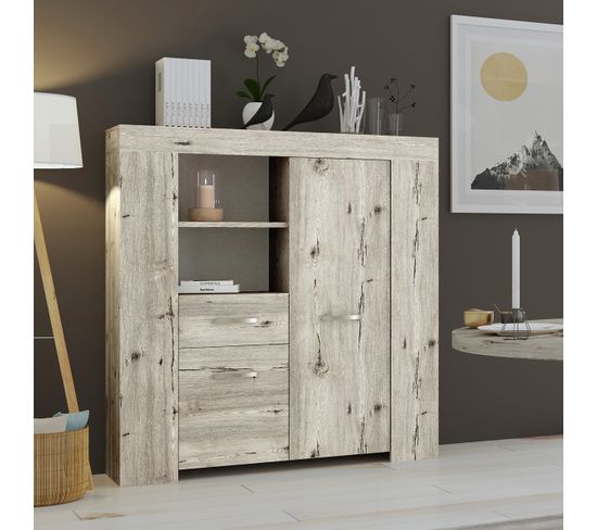 Vitrine Buffet Shabby Chic Style Rustique - Palazzo INT - Bois Multicolore - 183cm