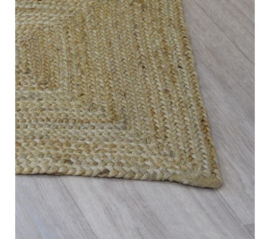 Tapis Rond En Jute Naturelle Fait Main - 60x60cm, Réversible, Décoration Bohème Et Chaleureuse Pour Intérieur