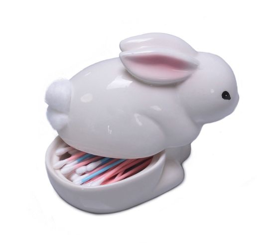 Distributeur De Coton Tige Lapin 2 En 1 Distributeur Porte Savon Et Gobelet But