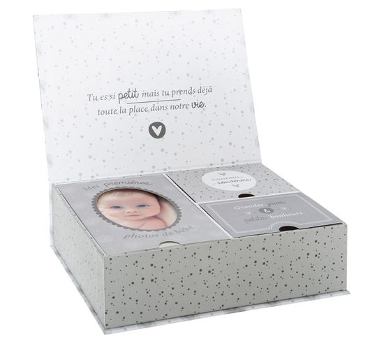 Coffret Naissance Photo Souvenir Gris Coffret De Naissance But