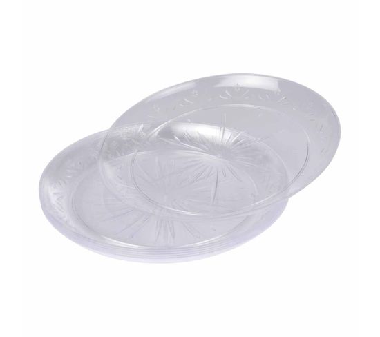 Lot De 6 Assiettes En Plastique Réutilisable "lilia" 18cm Transparent à