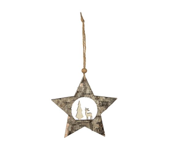 Sujet De Noël À Suspendre En Bois Ajouré 12 Cm - Guirlande et boule de Sujet De Noël À Suspendre En Bois Ajouré 12 Cm - Guirlande et boule de