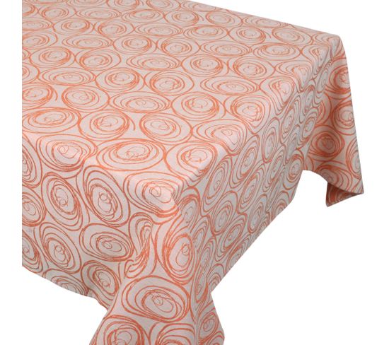 Nappe carrée 175x175 Jacquard coton SPIRALE bleu turquoise
