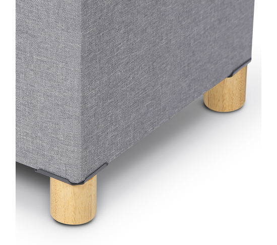 Grand banc coffre moderne tissu et bois avec rangement pour chambre salon gris foncé 138 cm – ComfortXL Outdoor Living