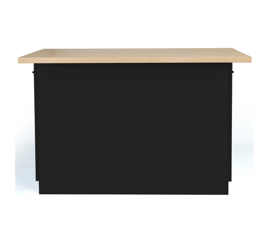 Idmarket Ilot BAO 140 Cm Noir Et Hetre - Îlot De Cuisine - Rue Du
