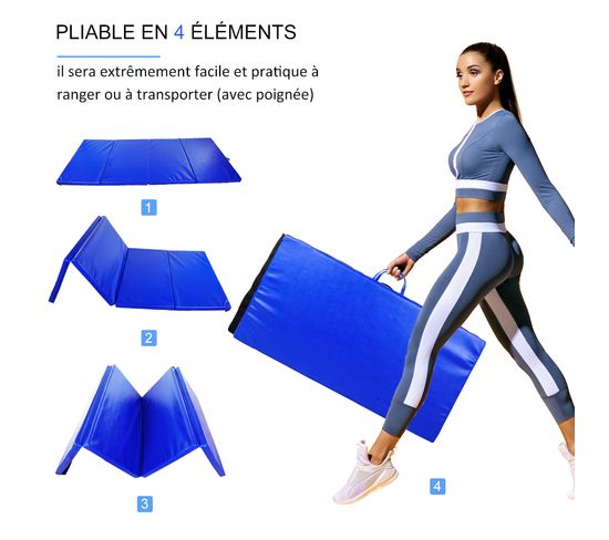 Tapis De Sport En Mousse - 180x50 Cm - Antidérapant Double Face - Pour Fitness, Gym, Yoga - épaisseur 0,6 Cm