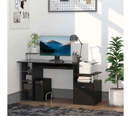 Bureau Convertible HOMCOM Avec Tableau Noir - Bureau Multifonction Moderne Et Pliable, Noir