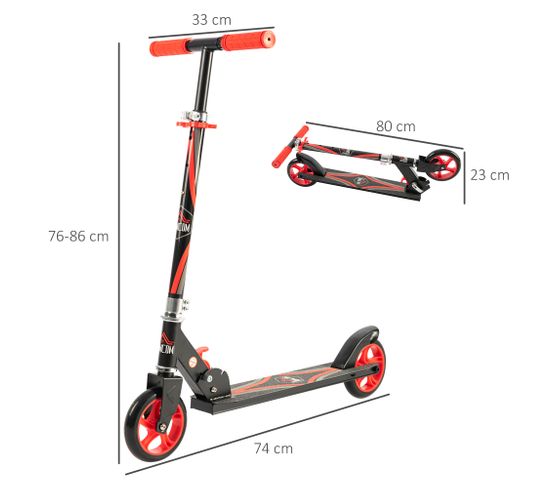 Trottinette Pliable BOPSTER - Enfant 5-14 Ans, Guidon Réglable, 2 Roues PU