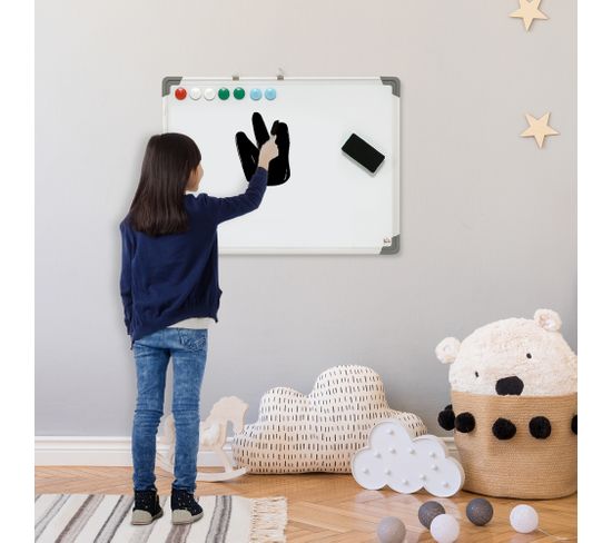 Tableau Blanc Aimanté Magnétique Dim. 60l X 45h Cm Avec Accessoires ...
