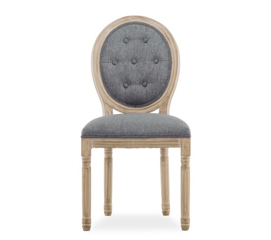 Lot De 6 Chaises Louis XV - Blanc Médaillon - Occasion Bon état - Maisons Du Monde - Bois Et Tissu