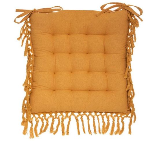 Lot De 4 Coussins De Chaise 40x40 Cm - Housse Polyester, Rembourrage Mousse, Jaune/orange