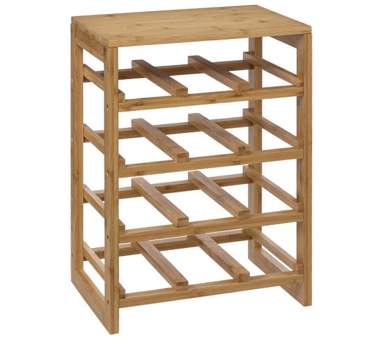 Kistenkolli Étagère à Bouteilles Flammée Nature – 50x40x30 Cm, 12 Compartiments, Style Rustique