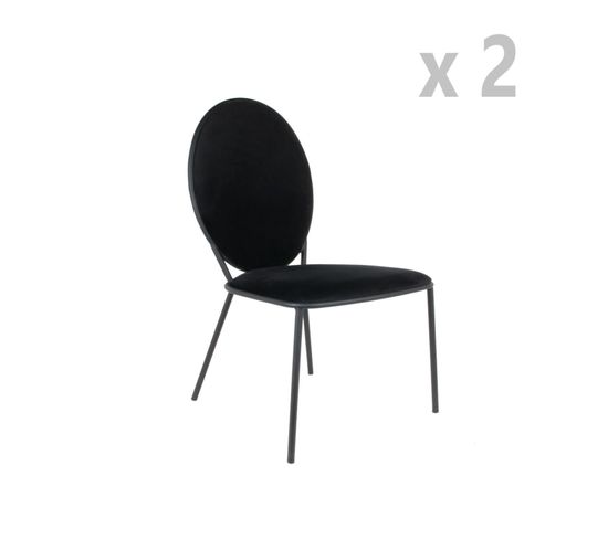 Lot De 2 Chaises En Velours Louis Noir Lot De 2 Chaises En Velours Louis Noir