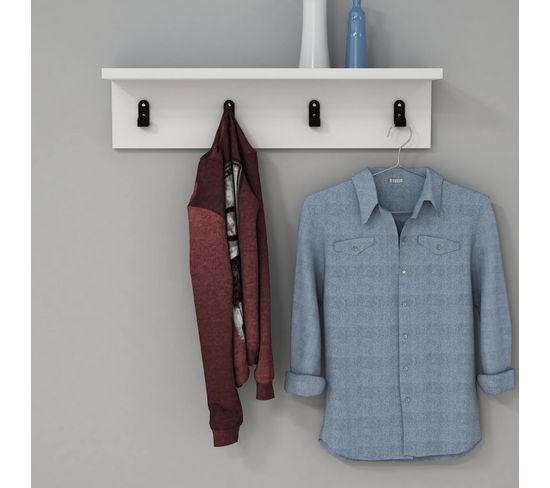 Porte-manteau Mural Ayla 60 Cm - Bois Clair Style Industriel, Toilinux