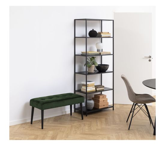 Banc 2 Places 90x45x48 Cm En Velours Marron Et Mu00e9tal Doru00e9 | Maison Et