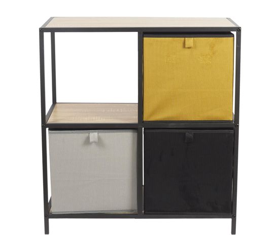 Étagère Modulable Bali 4 Cases – 66cm, Marron, Neuf, Paris Prix