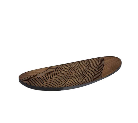 Plateau à Bougies Allongé En Métal Gris Foncé - 60 X 15 Cm