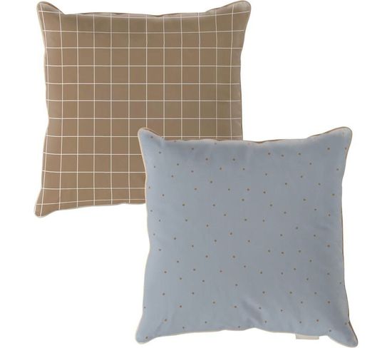 Coussin Camping Outdoorer Bleu à Carreaux - Léger Avec Sac De Transport