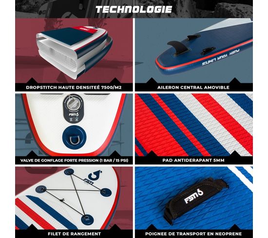 FSN Stand Up Paddle Gonflable 9' (274 Cm), 9'8 (299 Cm) Ou 10'4 (317 Cm