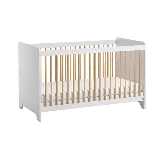 Lit Bebe 60x1 Leaf Blanc Et Bois Lit Bebe But