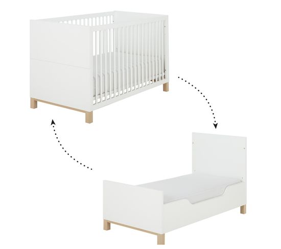 Lit Evolutif 70x140 Avec 2 Pans Inclus Celeste Blanc Lit Evolutif But