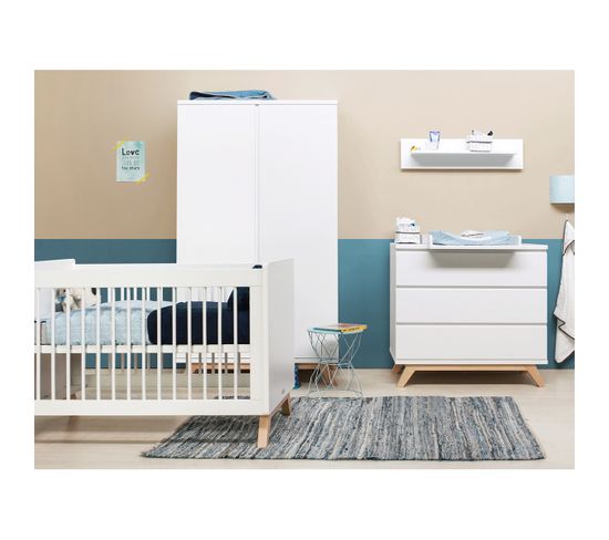Chambre Complete 60x1 2 Portes Lynn Blanc Et Bois Chambre Bebe Complete But