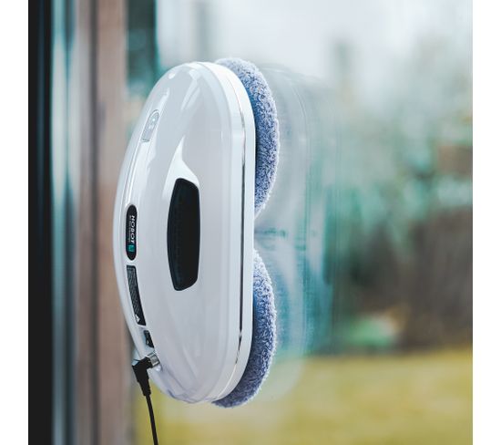Robot Lave-vitres Double Buse - Aspiration 6000 Pa, 3 Modes - Réservoir 60 Ml - Télécommande, Silencieux 65 DB - Pour Vitres, Carrelage, Bois