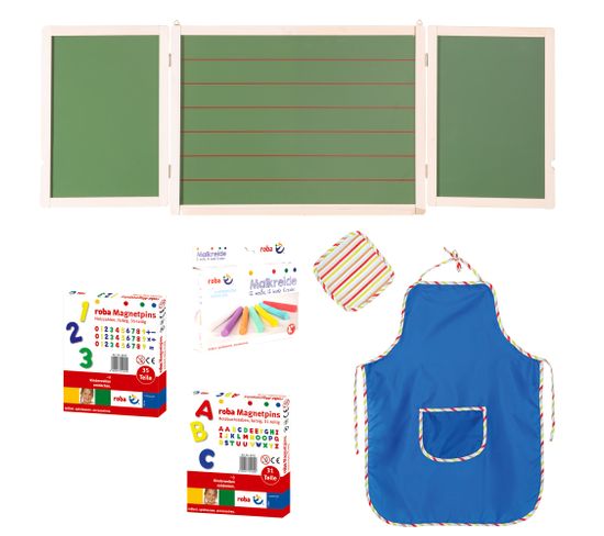 Tableau Magnétique Et à Craie Double Face Pour Enfant - Avec Accessoires (craie, Feutres, Lettres Magnétiques) - Rouleau Papier Et Boulier Inclus