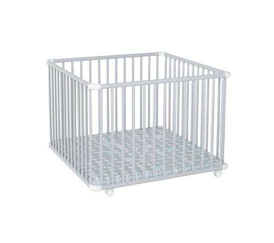 Parc Bebe En Bois Blanc A Roulettes Belami Fond A Pois 97x97 Cm Geuther Parc Et Accessoires Bebe But