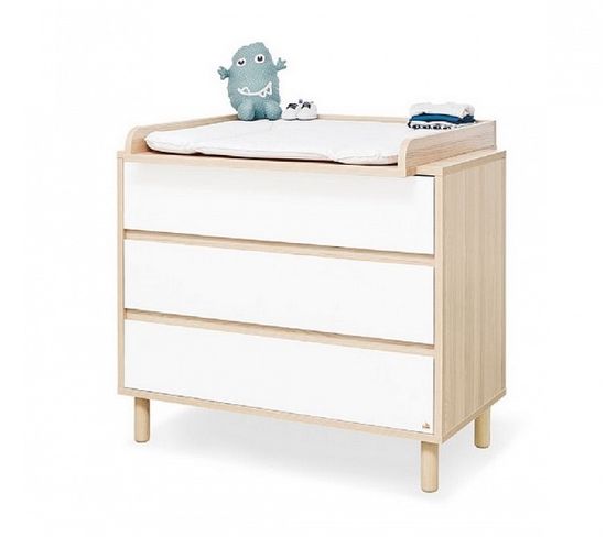Table à Langer Bébé 3 Tiroirs - Commode Rangement MDF Blanc 85x71x88cm - Infantastic