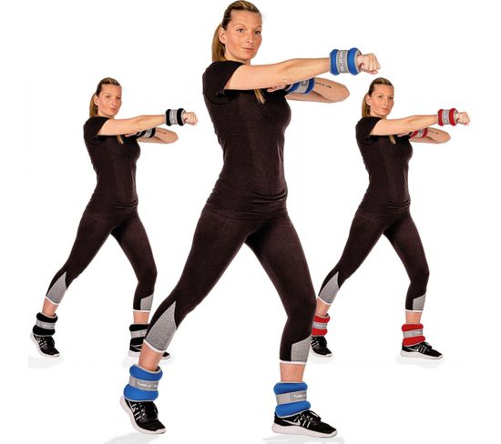 Bandes Lestées Sveltus 2kg - Néoprène, Paire 1kgx2, Bleu/Noir - Pour Fitness, Musculation, Rééducation